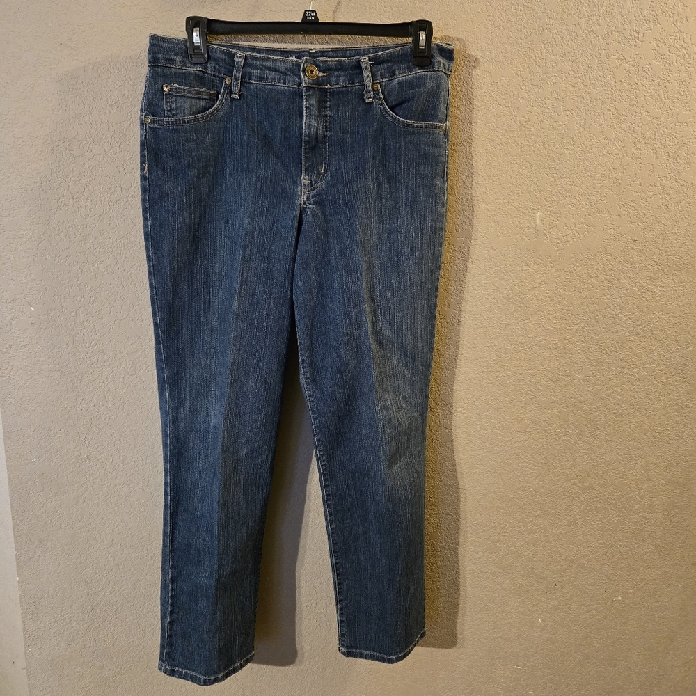 Bandolinoblu Womens Mandie Blue Jesns Size 14 Straight Leg Decorative Stitching